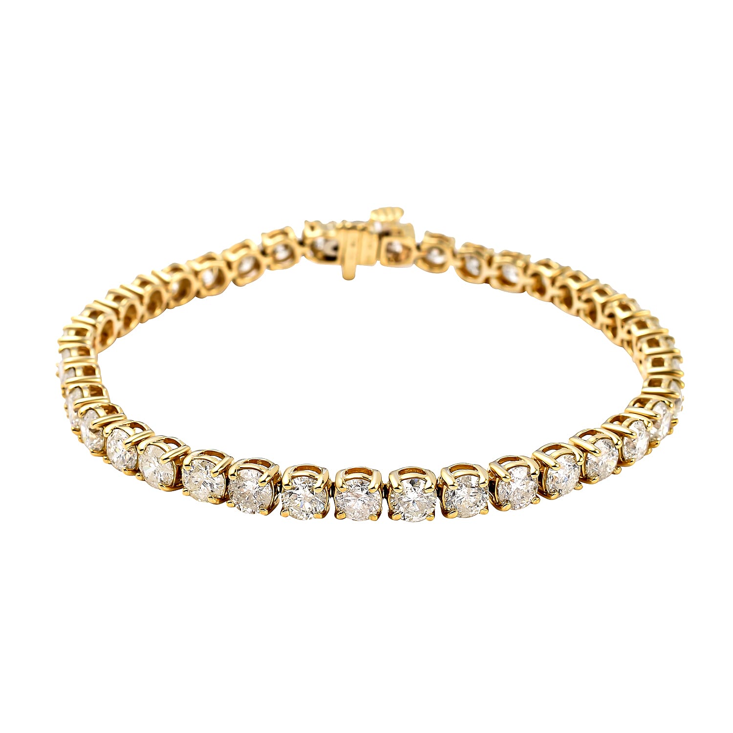 NY Close Out - 14K Yellow Gold  Certified Diamond (I1/G-H) Bracelet (Size 7) 12.00 Ct.