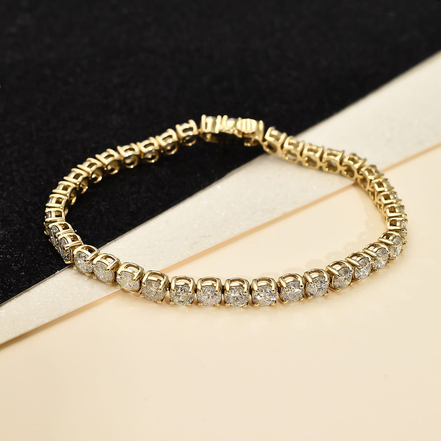 NY Close Out - 14K Yellow Gold  Certified Diamond (I1/G-H) Bracelet (Size 7) 12.00 Ct.