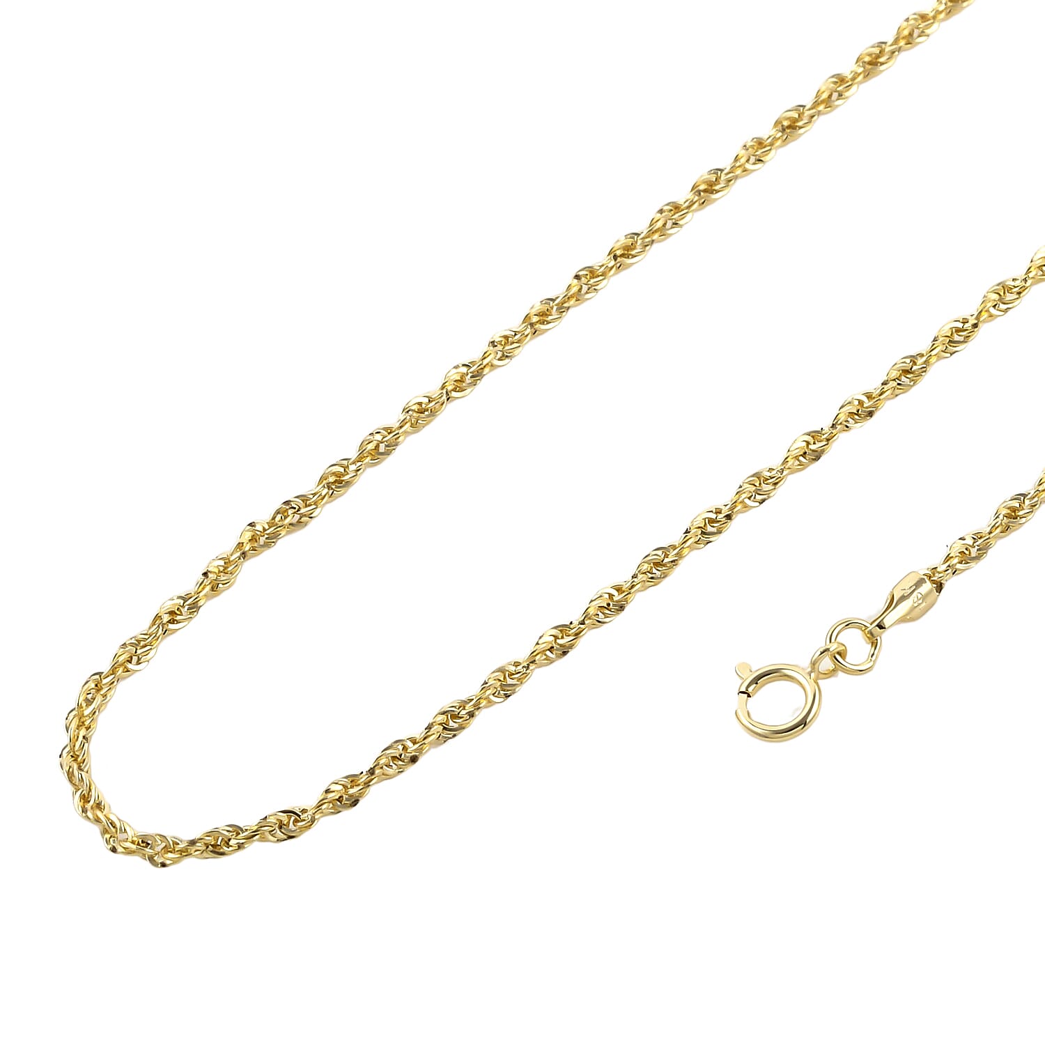 One Time Close Out Deal - Italian Made - 18K Yellow Gold Rope Necklace (Size 18) with Spring Ring Clasp