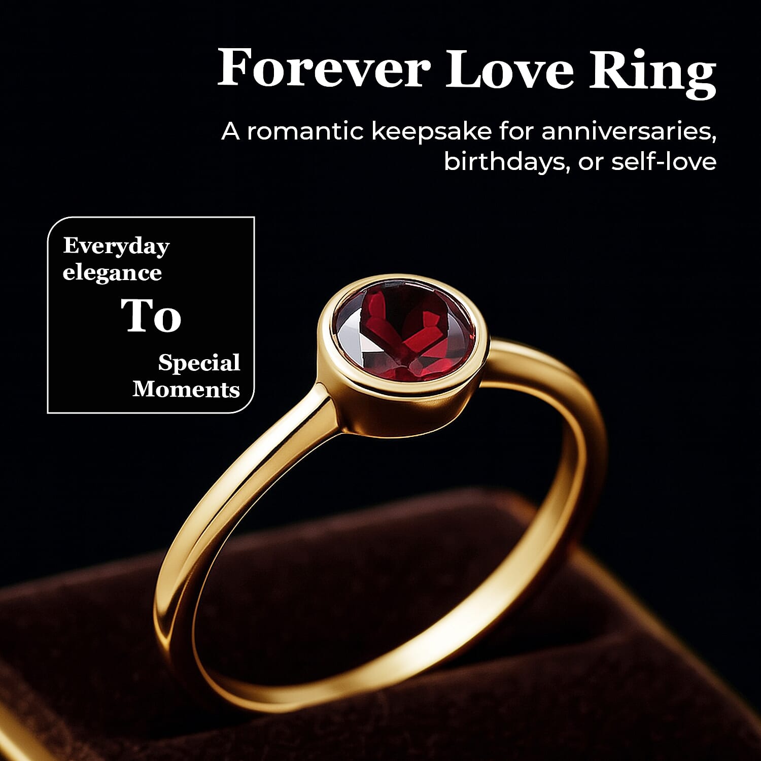 Solitaire Ring in 18K Yellow Gold Vermeil Overlay Sterling Silver
