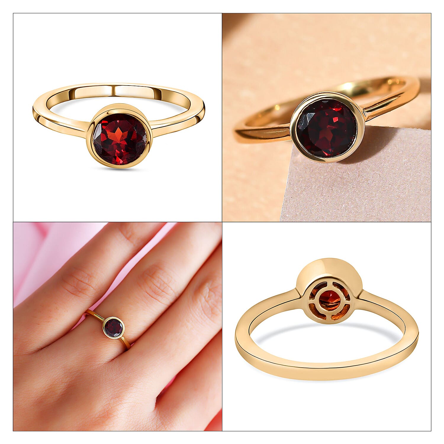 Solitaire Ring in 18K Yellow Gold Vermeil Overlay Sterling Silver