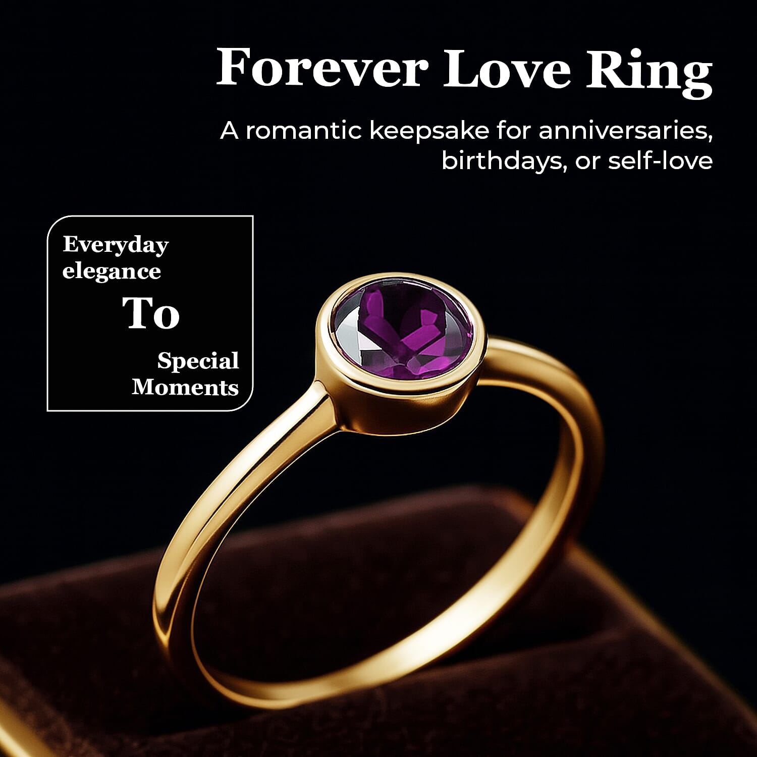 Solitaire Ring in 18K Yellow Gold Vermeil Overlay Sterling Silver