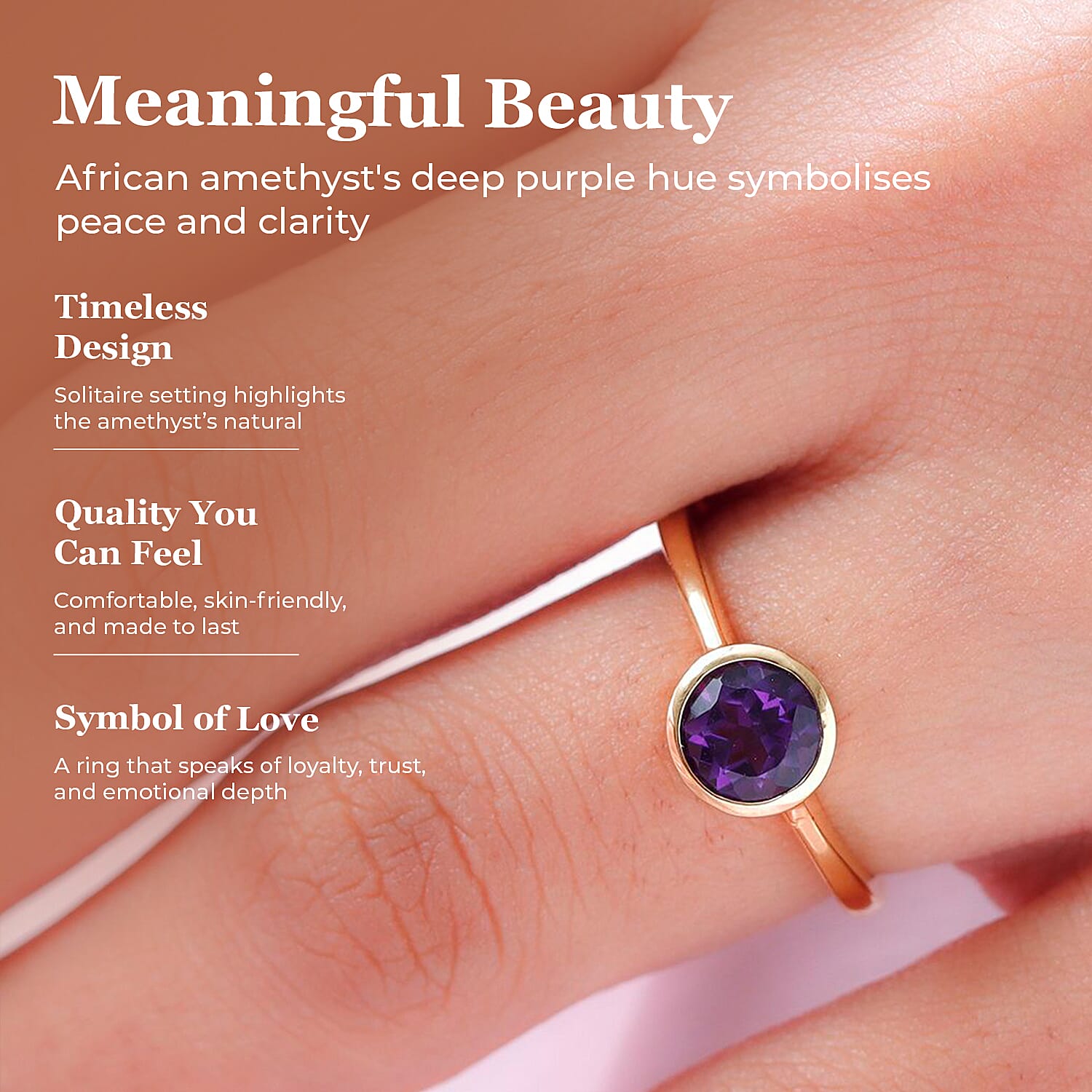 Solitaire Ring in 18K Yellow Gold Vermeil Overlay Sterling Silver