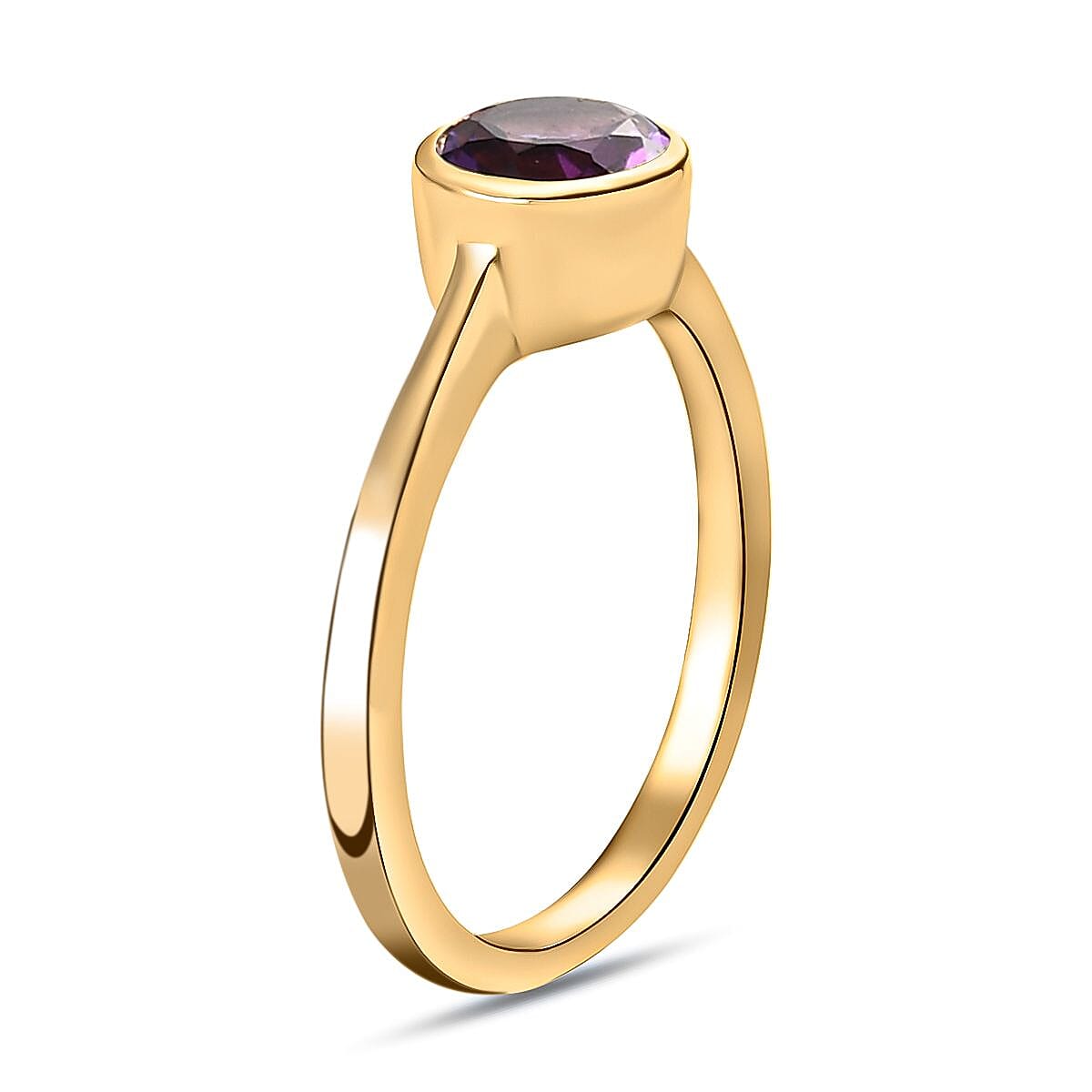 Solitaire Ring in 18K Yellow Gold Vermeil Overlay Sterling Silver
