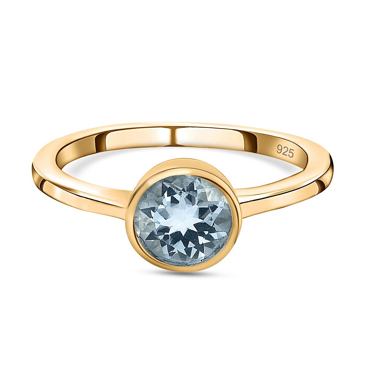 Solitaire Ring in 18K Yellow Gold Vermeil Overlay Sterling Silver
