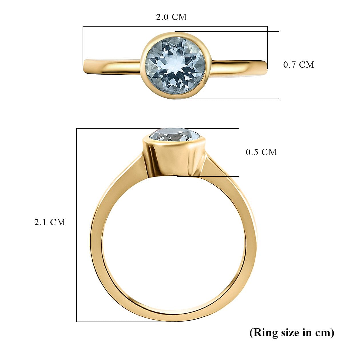 Solitaire Ring in 18K Yellow Gold Vermeil Overlay Sterling Silver