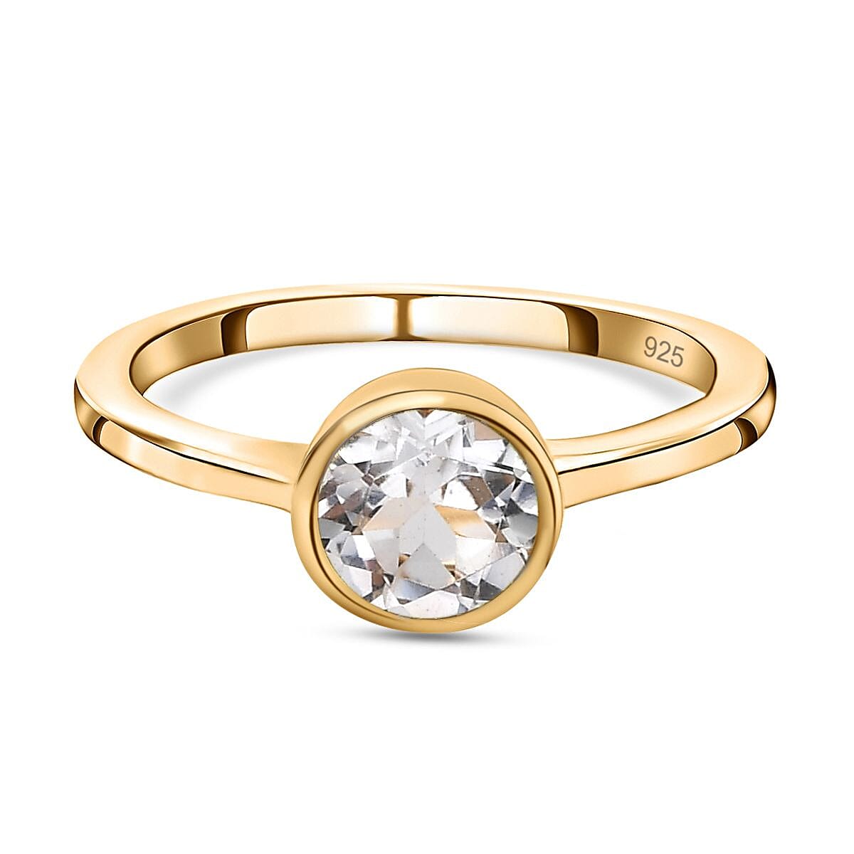 Solitaire Ring in 18K Yellow Gold Vermeil Overlay Sterling Silver