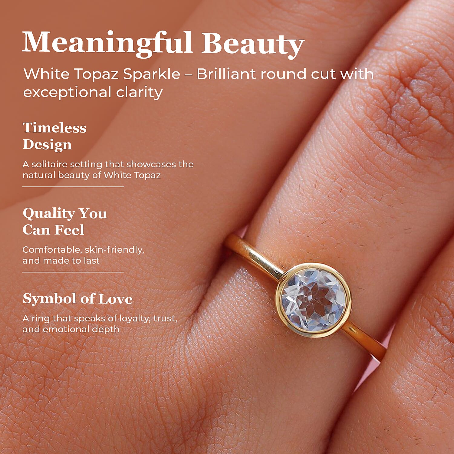 Solitaire Ring in 18K Yellow Gold Vermeil Overlay Sterling Silver