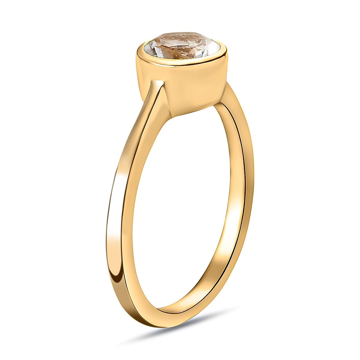 Solitaire Ring in 18K Yellow Gold Vermeil Overlay Sterling Silver