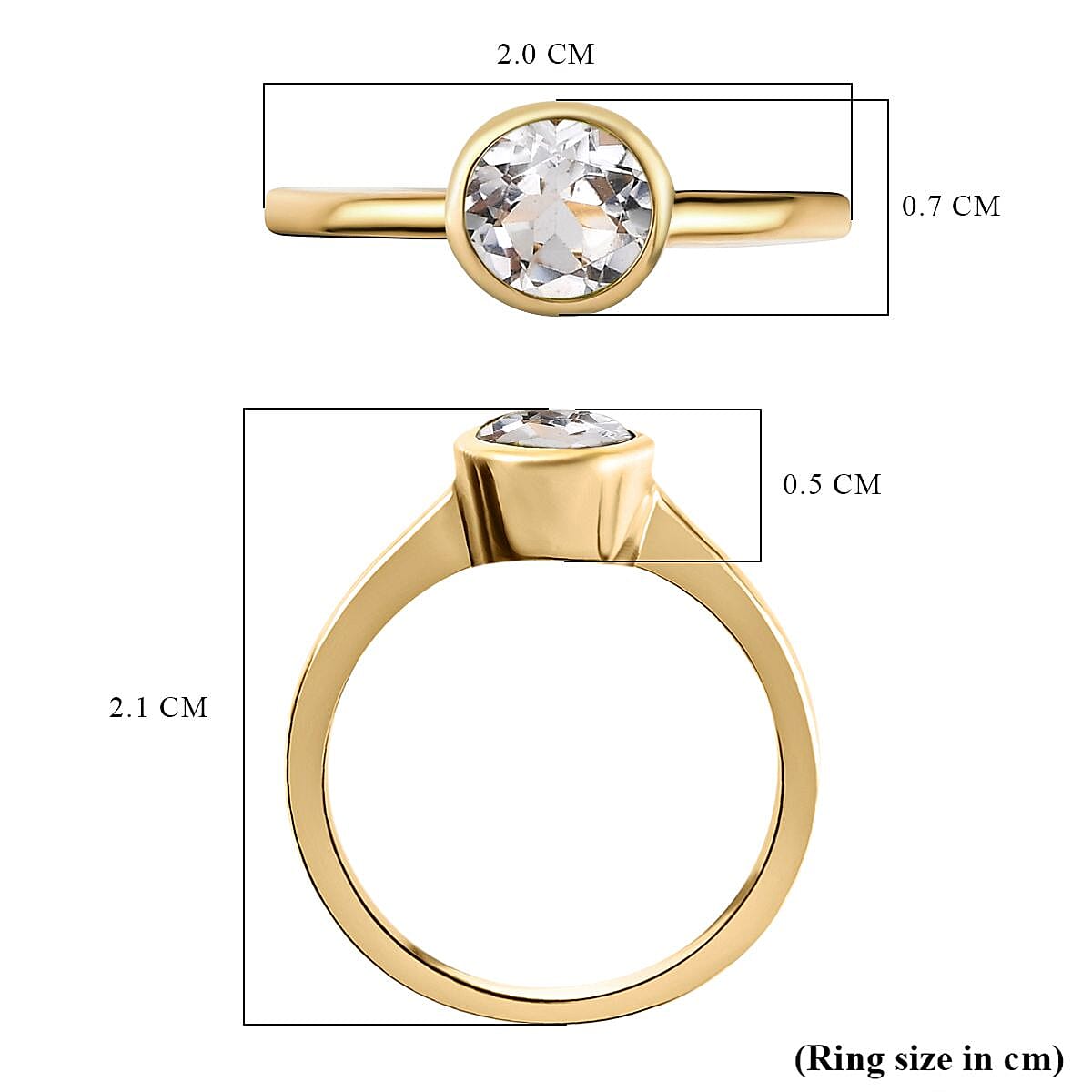 Solitaire Ring in 18K Yellow Gold Vermeil Overlay Sterling Silver