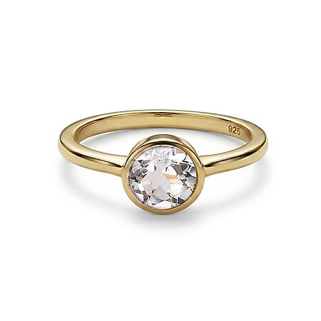 White Topaz November Solitaire Ring in 18K Vermeil Yellow Gold Plated Sterling Silver White Topaz November Solitaire Ring in 18K Vermeil Yellow Gold Plated Sterling Silver
