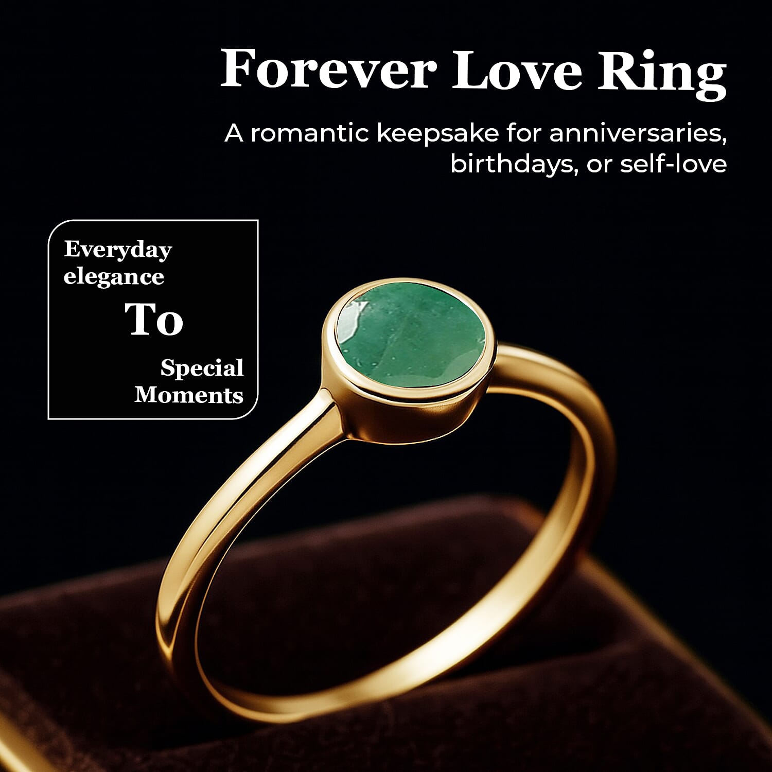 Solitaire Ring in 18K Yellow Gold Vermeil Overlay Sterling Silver