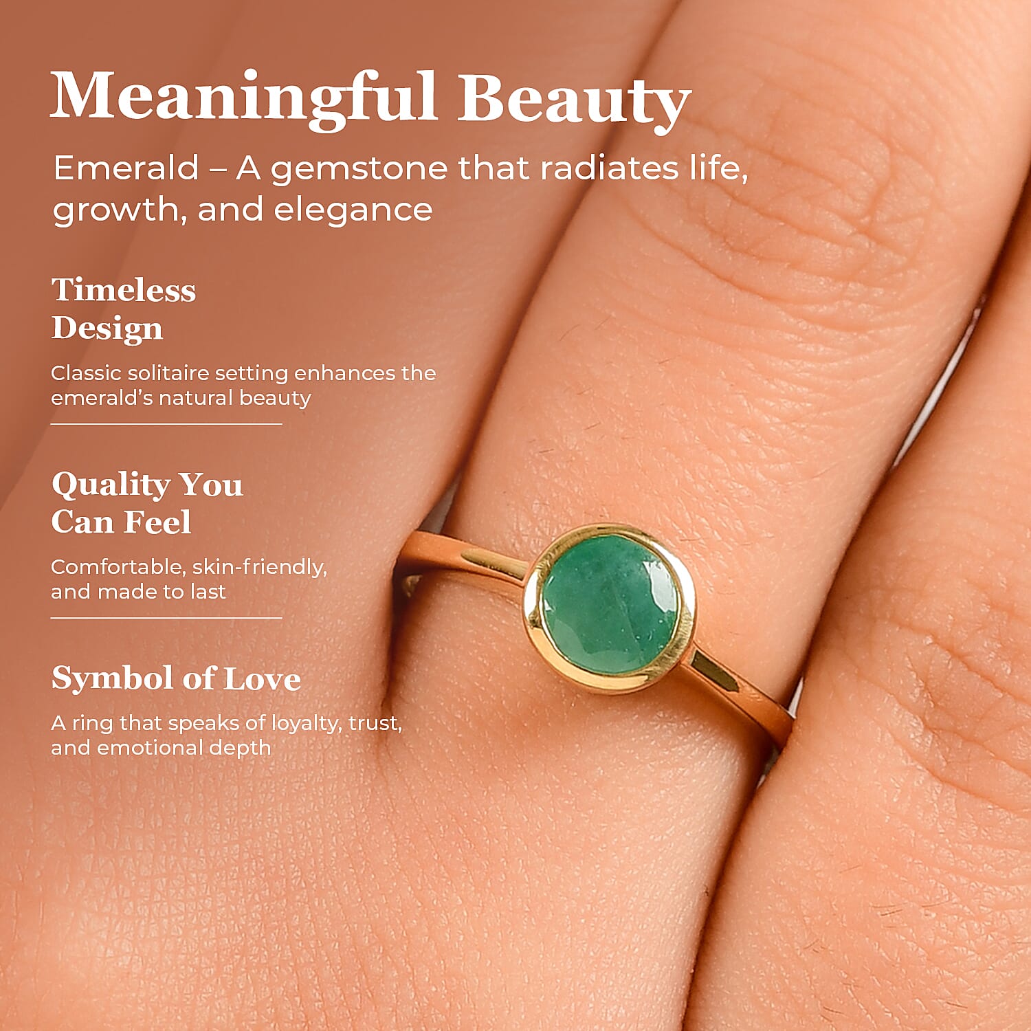 Solitaire Ring in 18K Yellow Gold Vermeil Overlay Sterling Silver