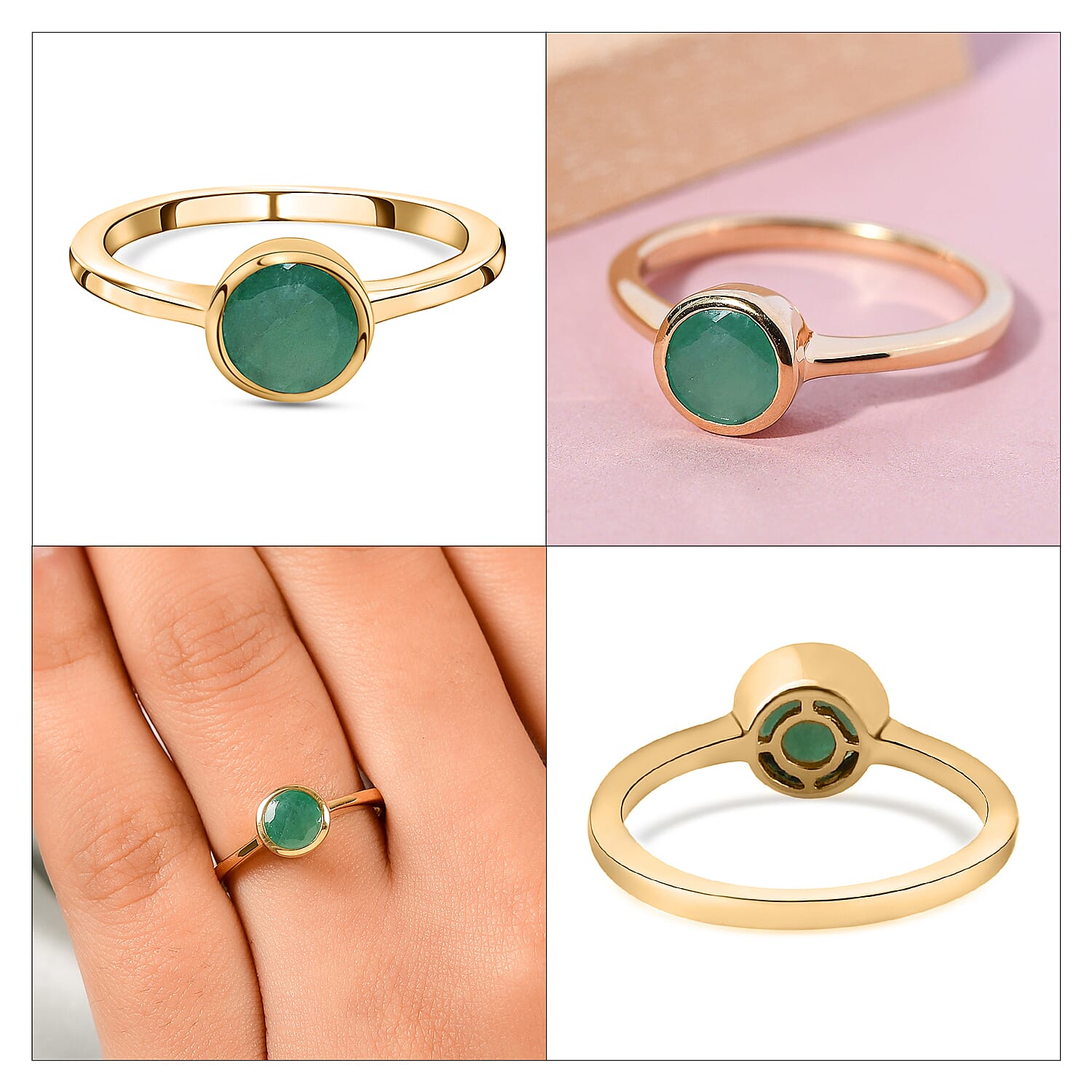 Solitaire Ring in 18K Yellow Gold Vermeil Overlay Sterling Silver