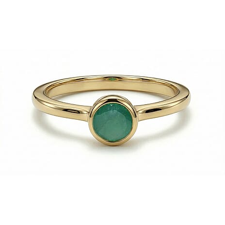 Socoto Emerald Solitaire Ring in 14K Gold Overlay Sterling Silver