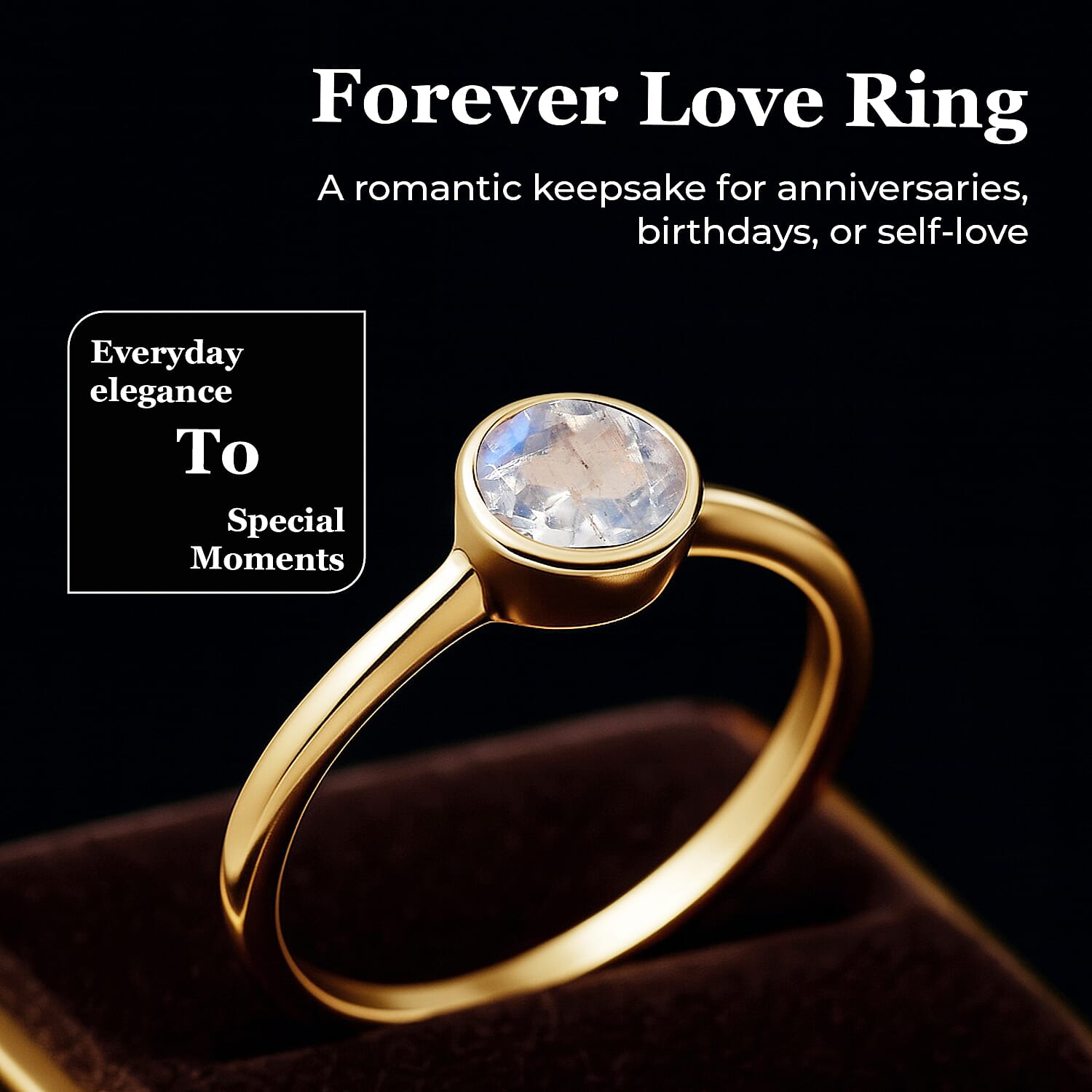 Solitaire Ring in 18K Yellow Gold Vermeil Overlay Sterling Silver
