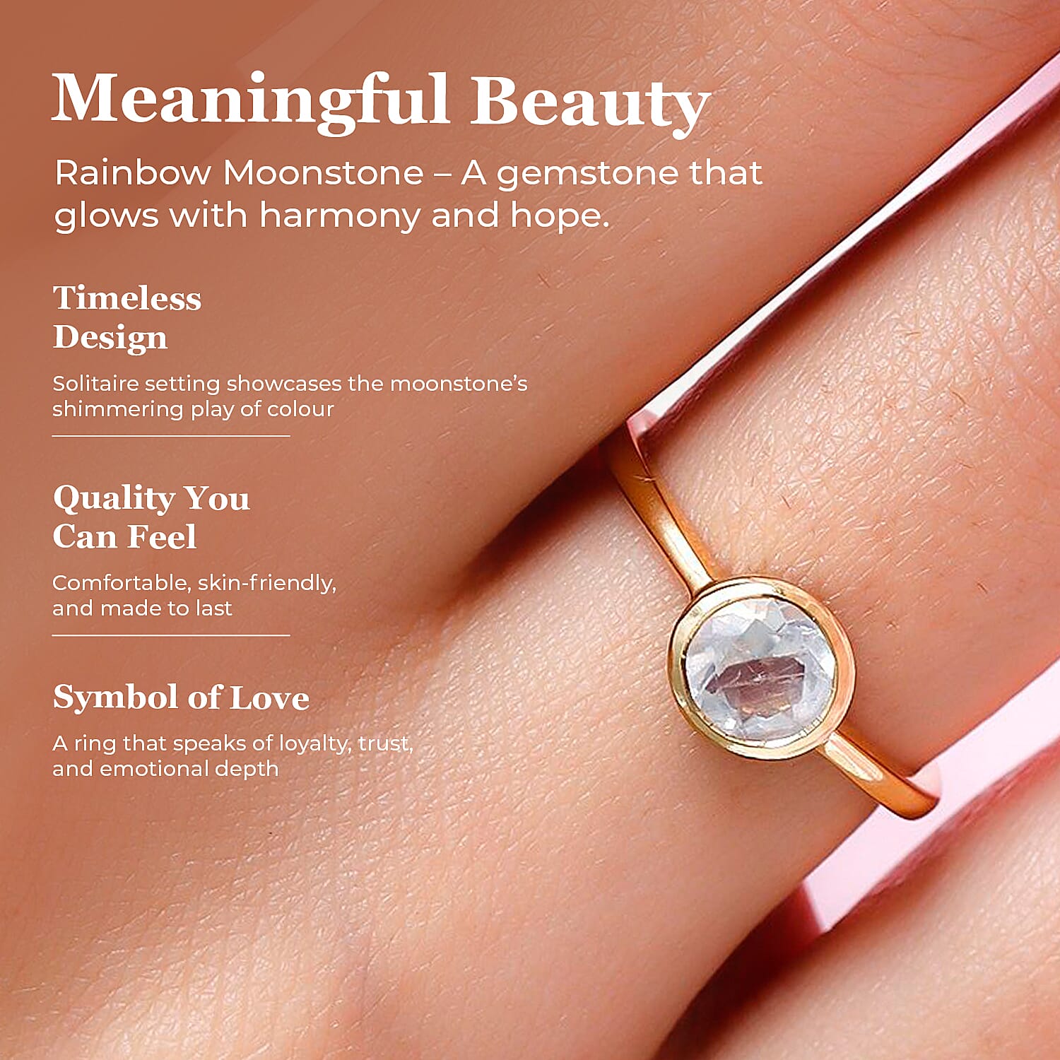 Solitaire Ring in 18K Yellow Gold Vermeil Overlay Sterling Silver