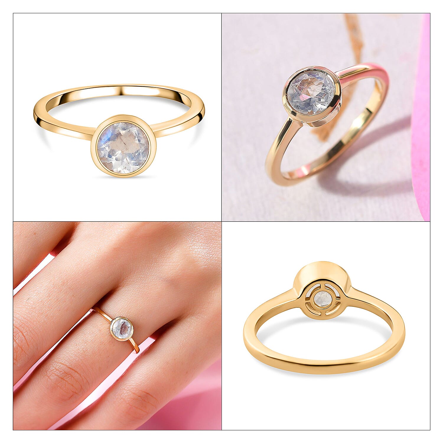 Solitaire Ring in 18K Yellow Gold Vermeil Overlay Sterling Silver