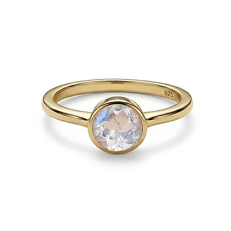 Rainbow Moonstone June Birthstone Solitaire Ring in 18K Vermeil Yellow Gold Plated Sterling Silver Rainbow Moonstone June Birthstone Solitaire Ring in 18K Vermeil Yellow Gold Plated Sterling Silver