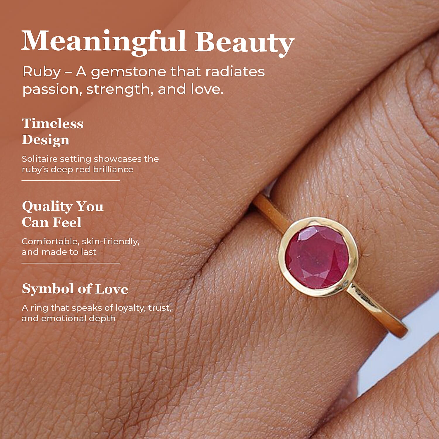 Solitaire Ring in 18K Yellow Gold Vermeil Overlay Sterling Silver