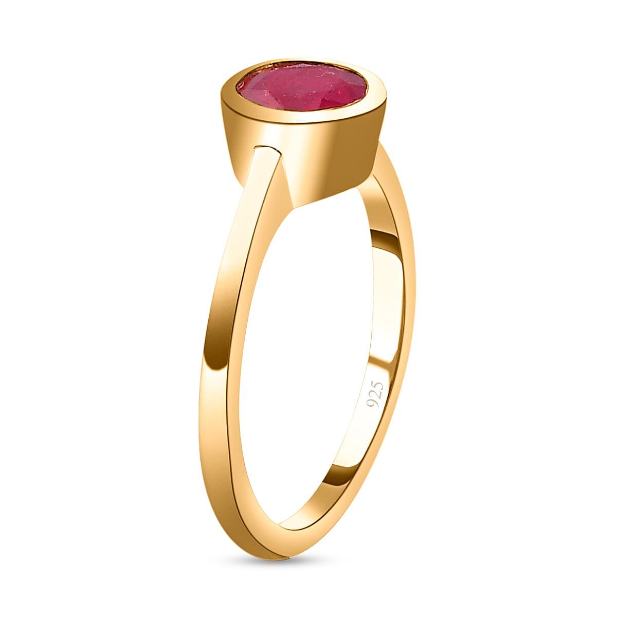 Solitaire Ring in 18K Yellow Gold Vermeil Overlay Sterling Silver