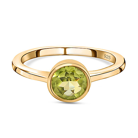 0.90 Ct. Hebei Peridot Solitaire Ring in 18K Yellow Gold Vermeil Over Sterling Silver