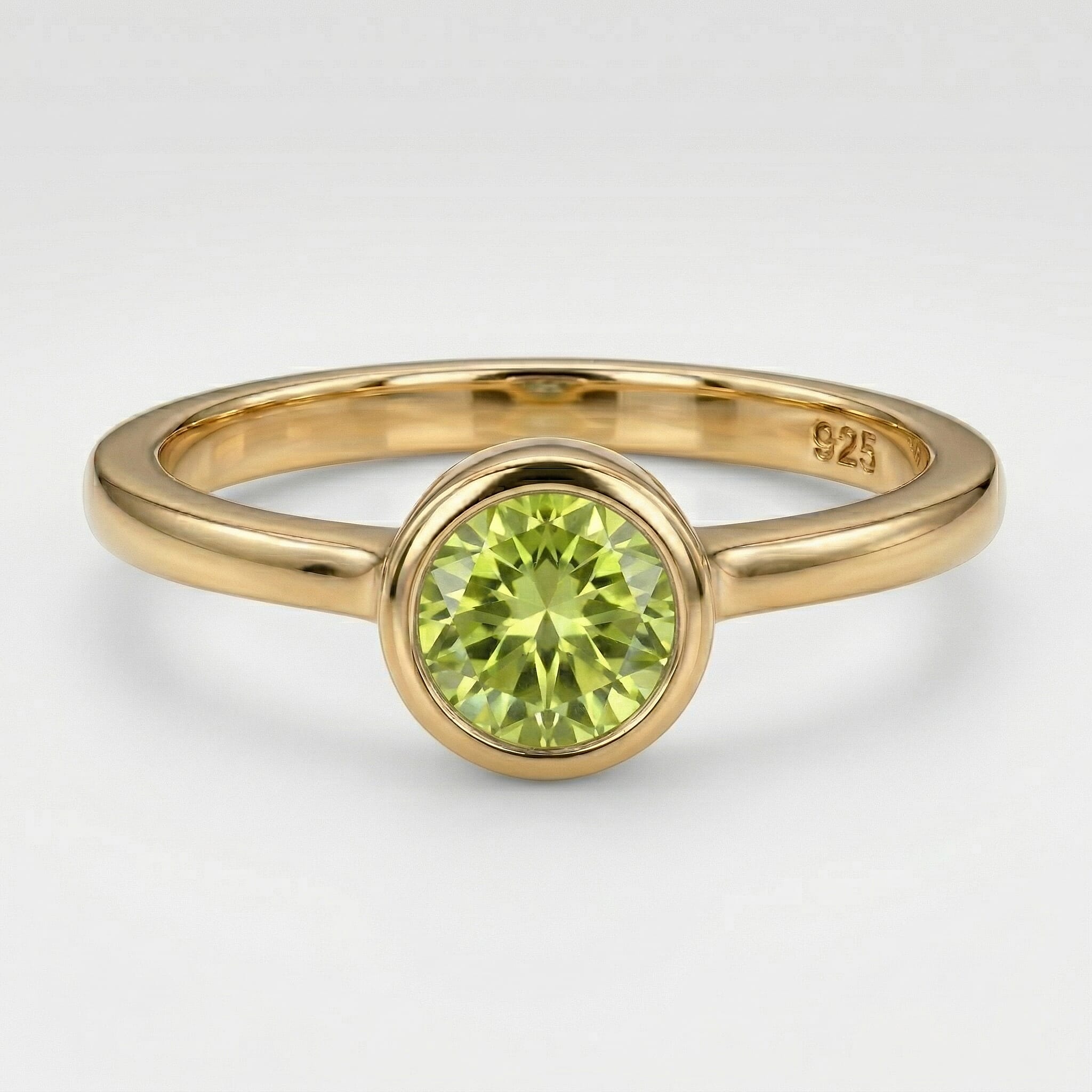 Solitaire Ring in 18K Yellow Gold Vermeil Overlay Sterling Silver