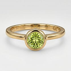 Solitaire Ring in 18K Yellow Gold Vermeil Overlay Sterling Silver
