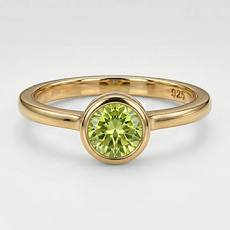 Hebei Peridot Solitaire Ring in 18K Vermeil Yellow Gold Plated Sterling Silver