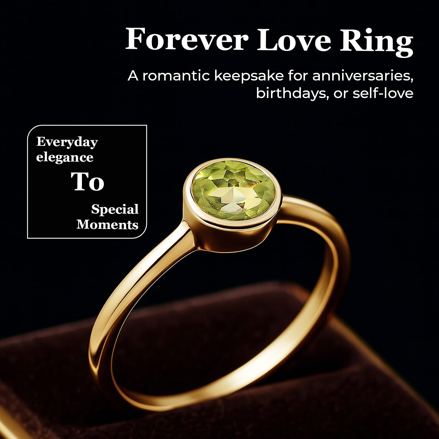 Solitaire Ring in 18K Yellow Gold Vermeil Overlay Sterling Silver