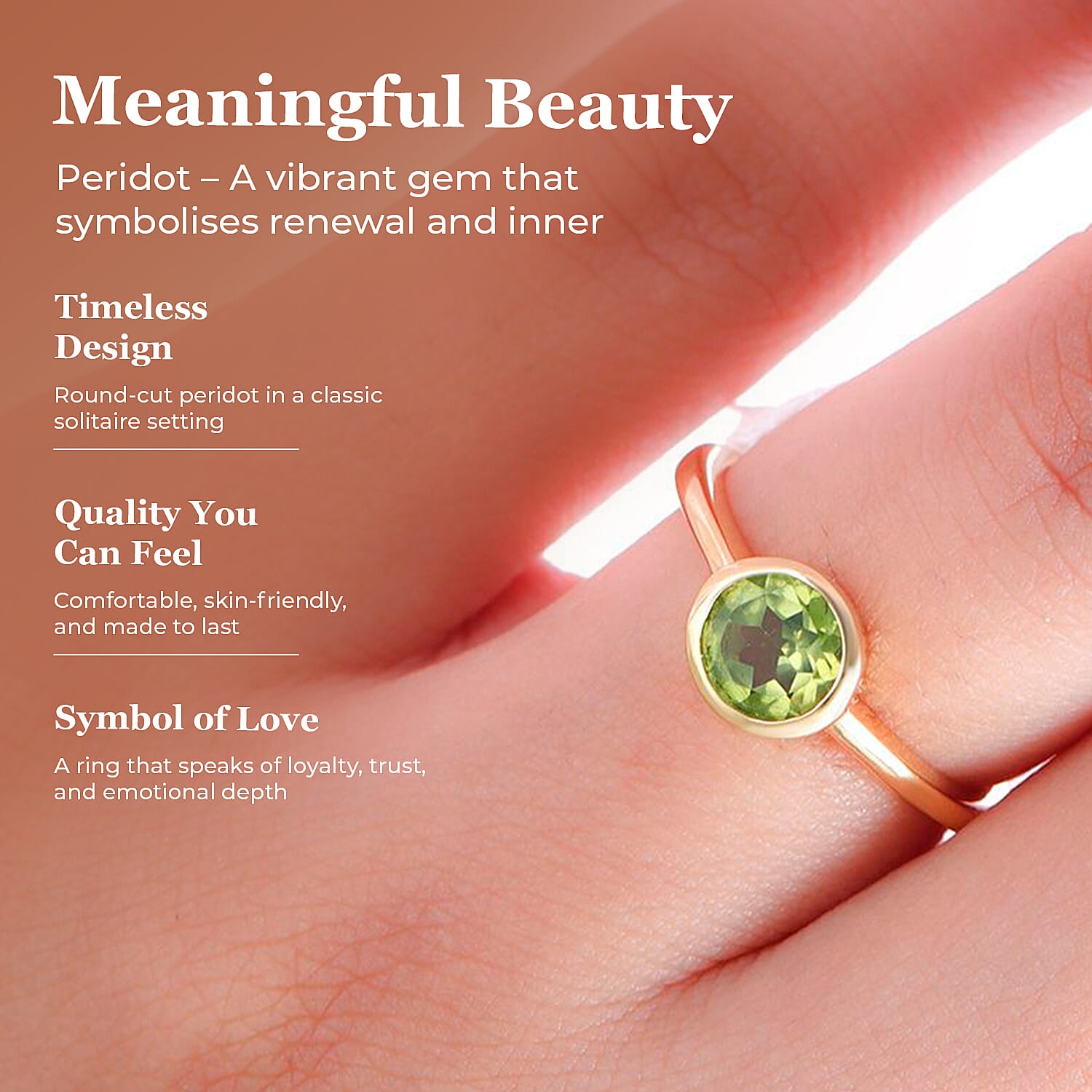 Solitaire Ring in 18K Yellow Gold Vermeil Overlay Sterling Silver