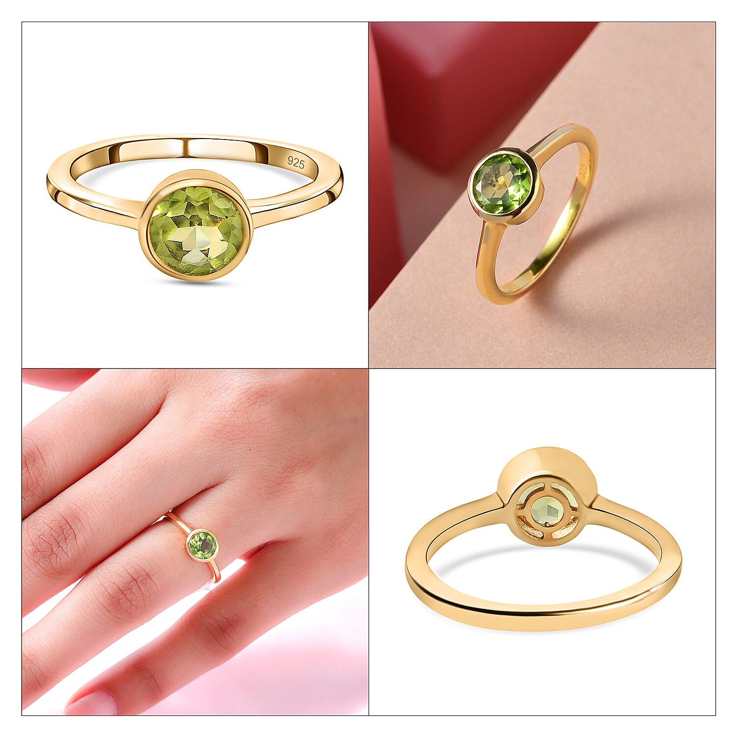 Solitaire Ring in 18K Yellow Gold Vermeil Overlay Sterling Silver