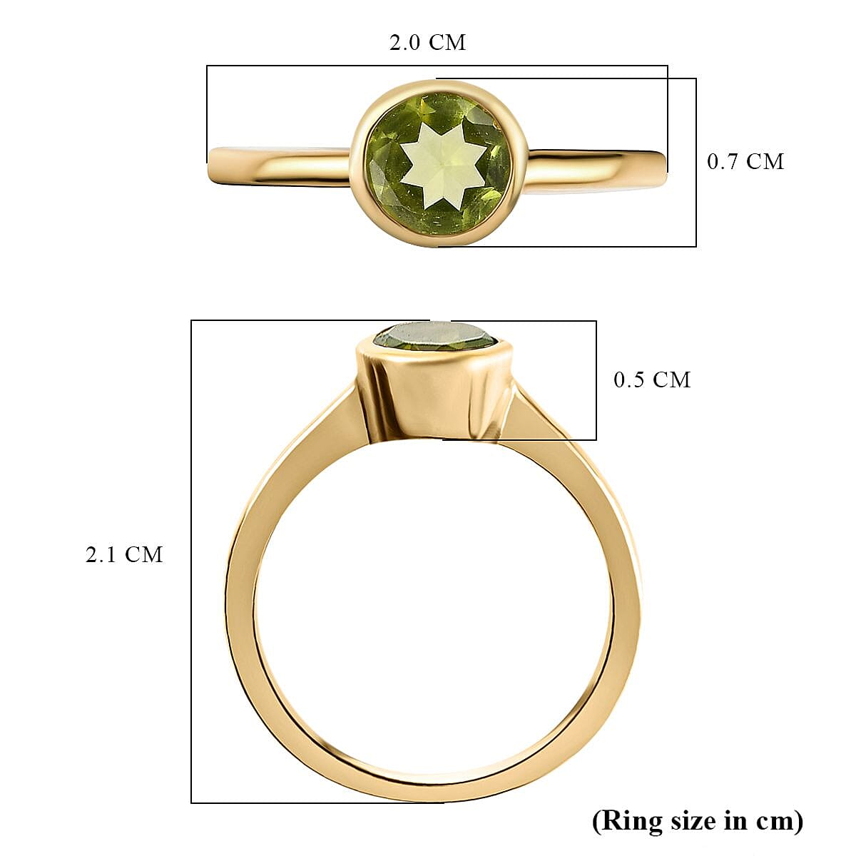Solitaire Ring in 18K Yellow Gold Vermeil Overlay Sterling Silver