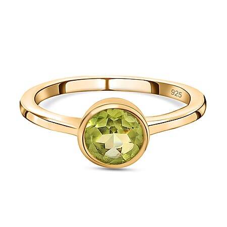 Peridot Solitaire Ring in 18K Vermeil Yellow Gold Plated Sterling Silver