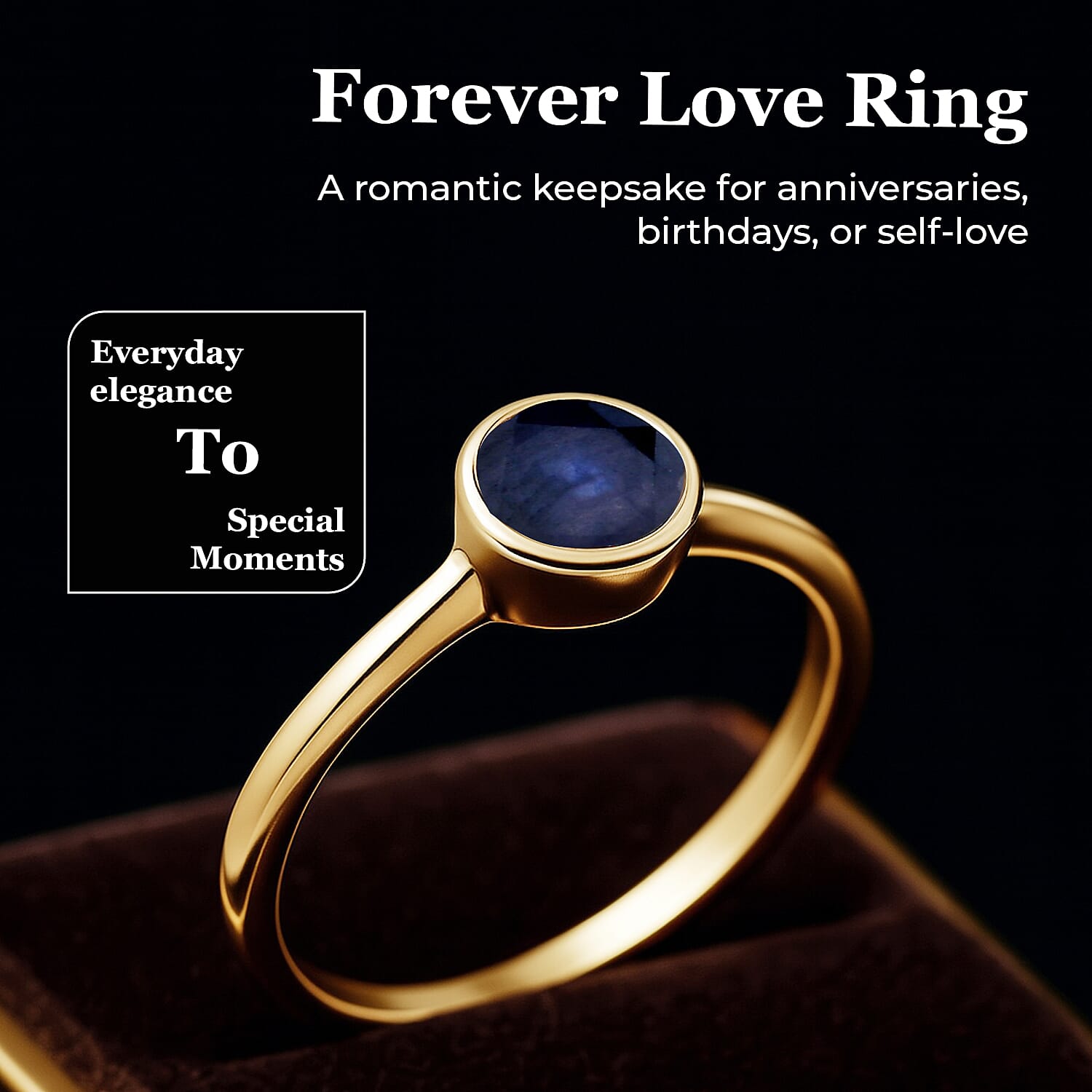 Solitaire Ring in 18K Yellow Gold Vermeil Overlay Sterling Silver