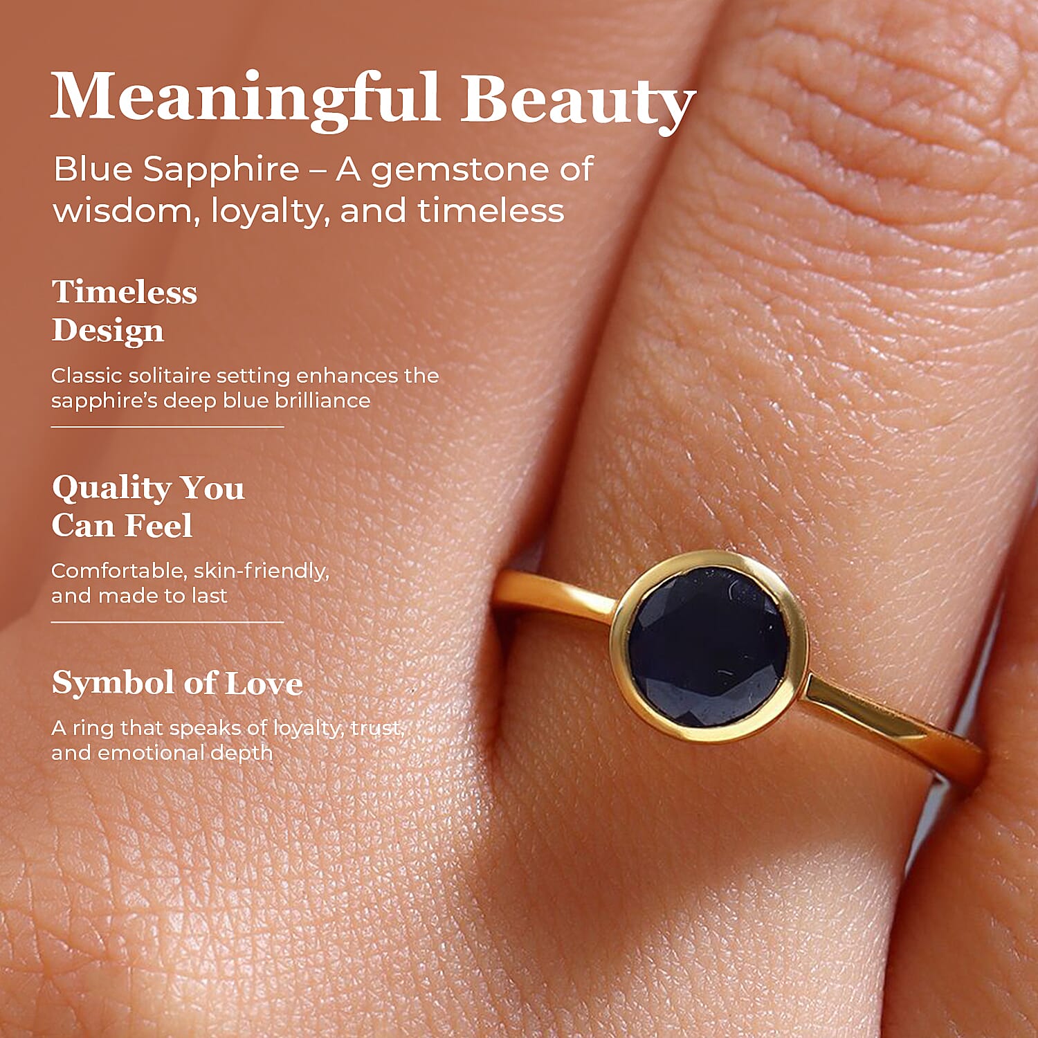 Solitaire Ring in 18K Yellow Gold Vermeil Overlay Sterling Silver