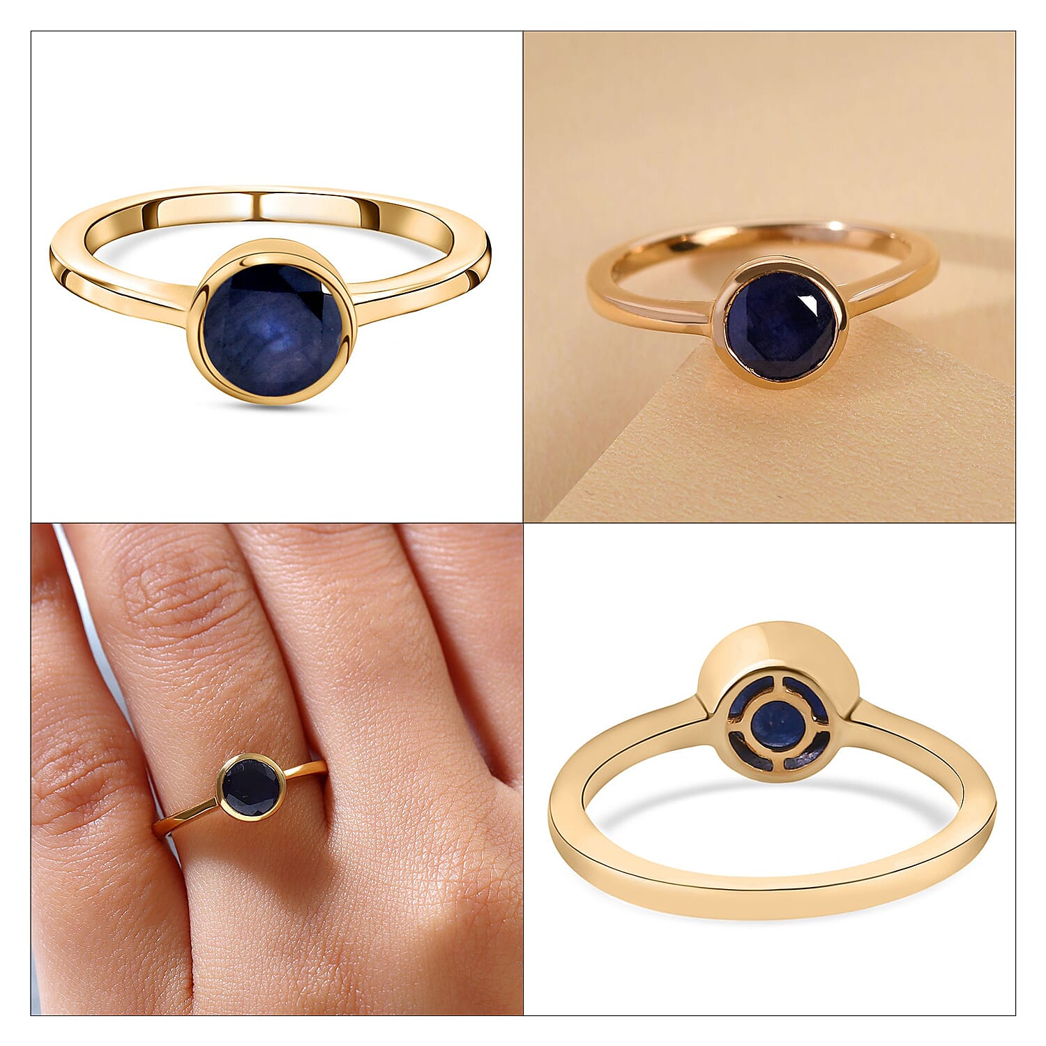 Solitaire Ring in 18K Yellow Gold Vermeil Overlay Sterling Silver