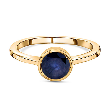 Masoala Sapphire September Birthstone Solitaire Ring in 18K Yellow Gold Vermeil Overlay Sterling Silver