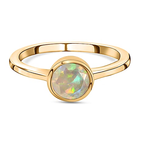 Ethiopian Welo Opal Solitaire Ring in 18K Vermeil Yellow Gold Plated Sterling Silver