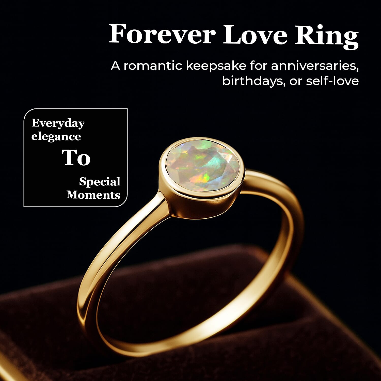 Solitaire Ring in 18K Yellow Gold Vermeil Overlay Sterling Silver