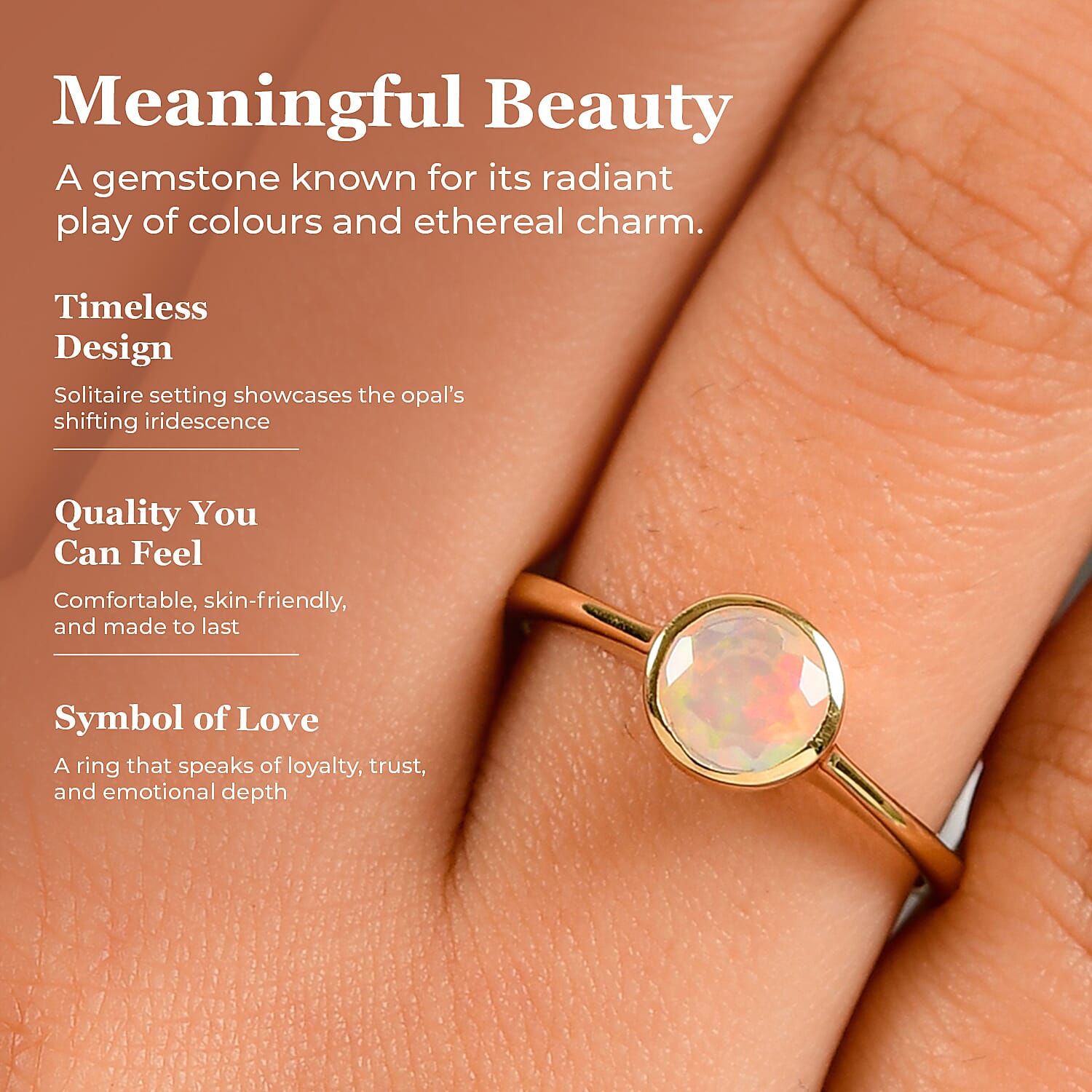 Solitaire Ring in 18K Yellow Gold Vermeil Overlay Sterling Silver