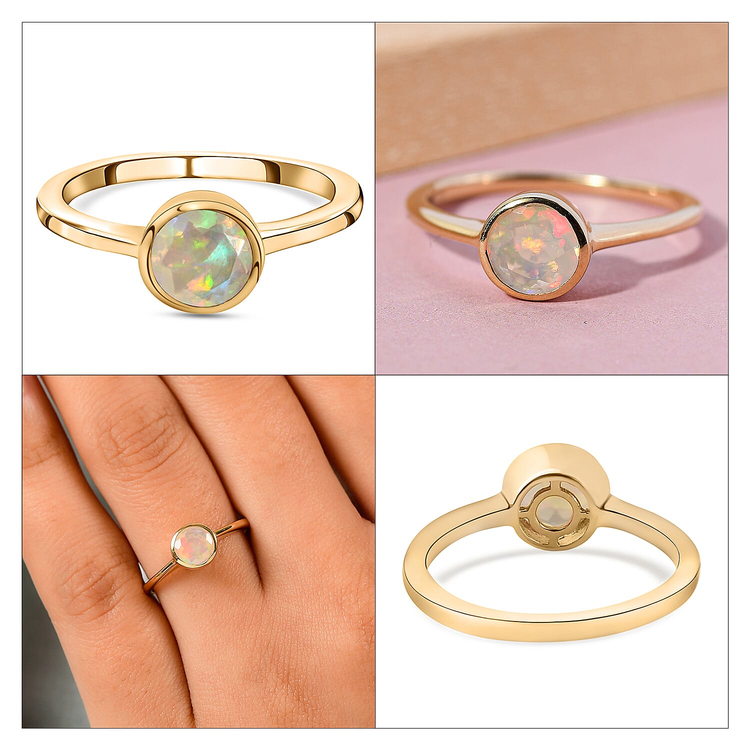 Solitaire Ring in 18K Yellow Gold Vermeil Overlay Sterling Silver