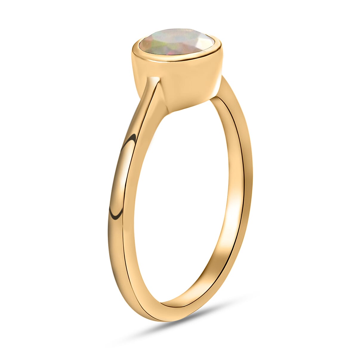 Solitaire Ring in 18K Yellow Gold Vermeil Overlay Sterling Silver