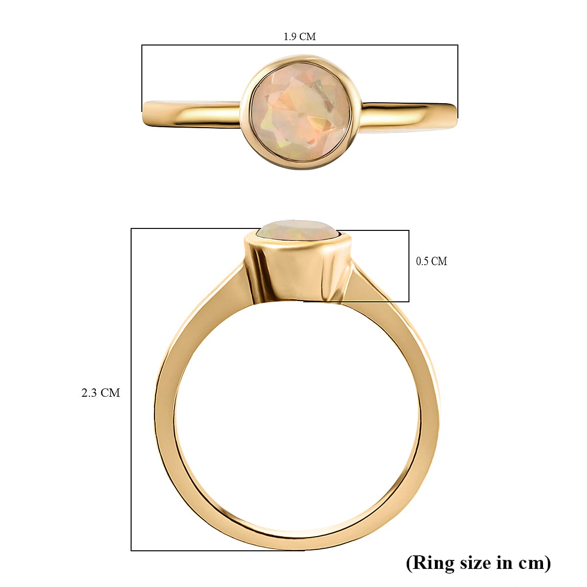 Ethiopian Welo Opal Solitaire Ring in 18K Vermeil Yellow Gold Plated Sterling Silver