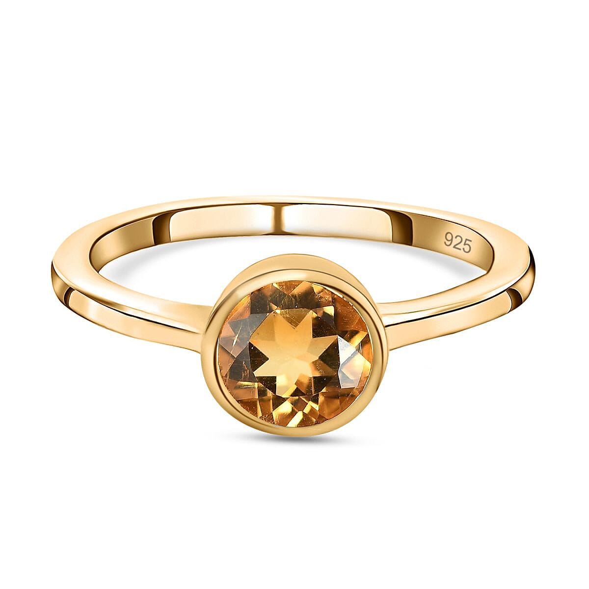 Solitaire Ring in 18K Yellow Gold Vermeil Overlay Sterling Silver