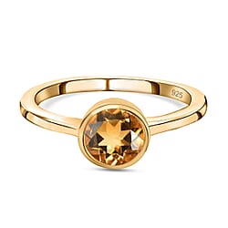 Solitaire Ring in 18K Yellow Gold Vermeil Overlay Sterling Silver