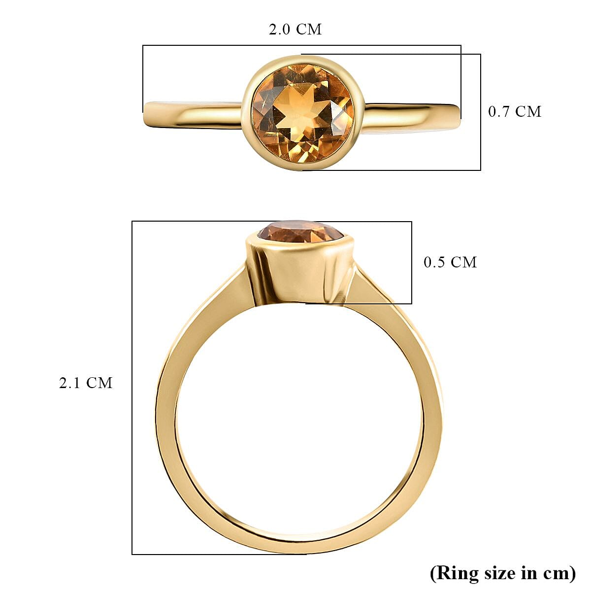Solitaire Ring in 18K Yellow Gold Vermeil Overlay Sterling Silver