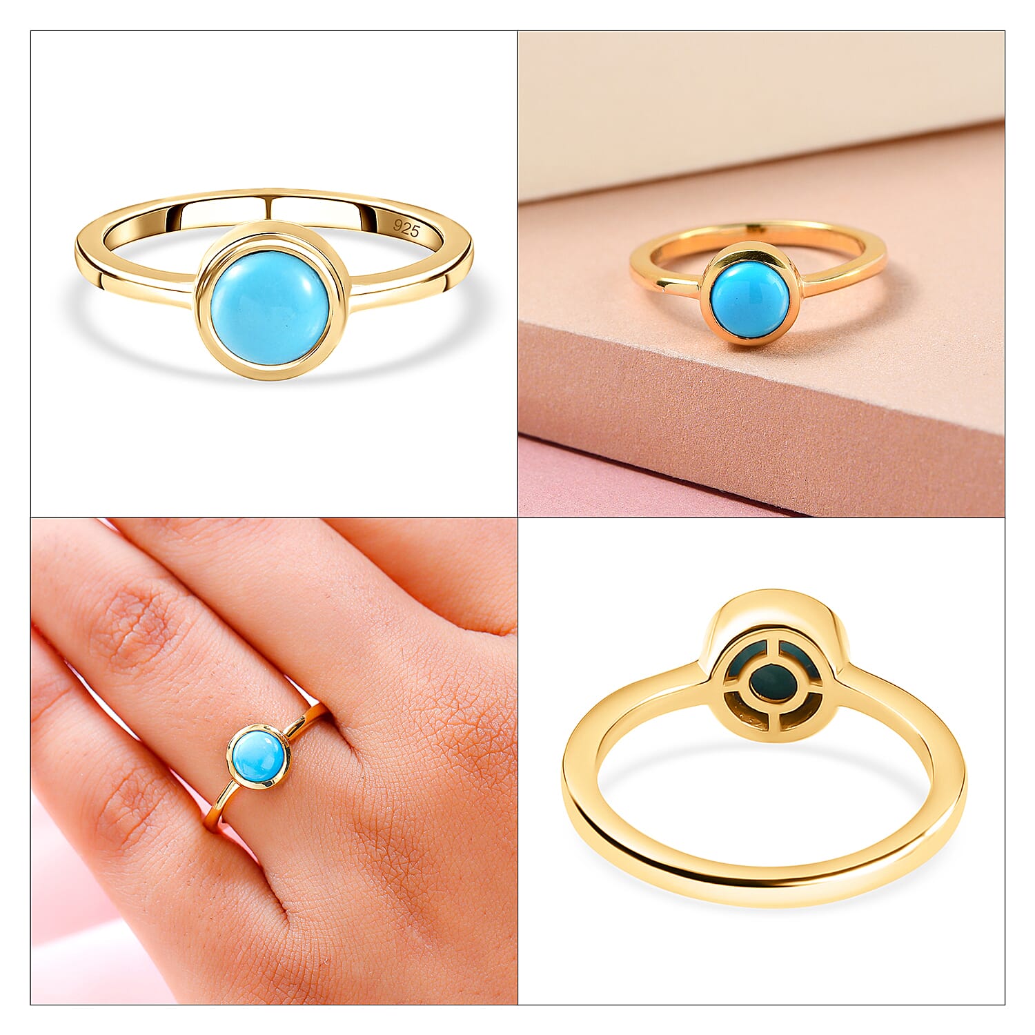 Solitaire Ring in 18K Yellow Gold Vermeil Overlay Sterling Silver