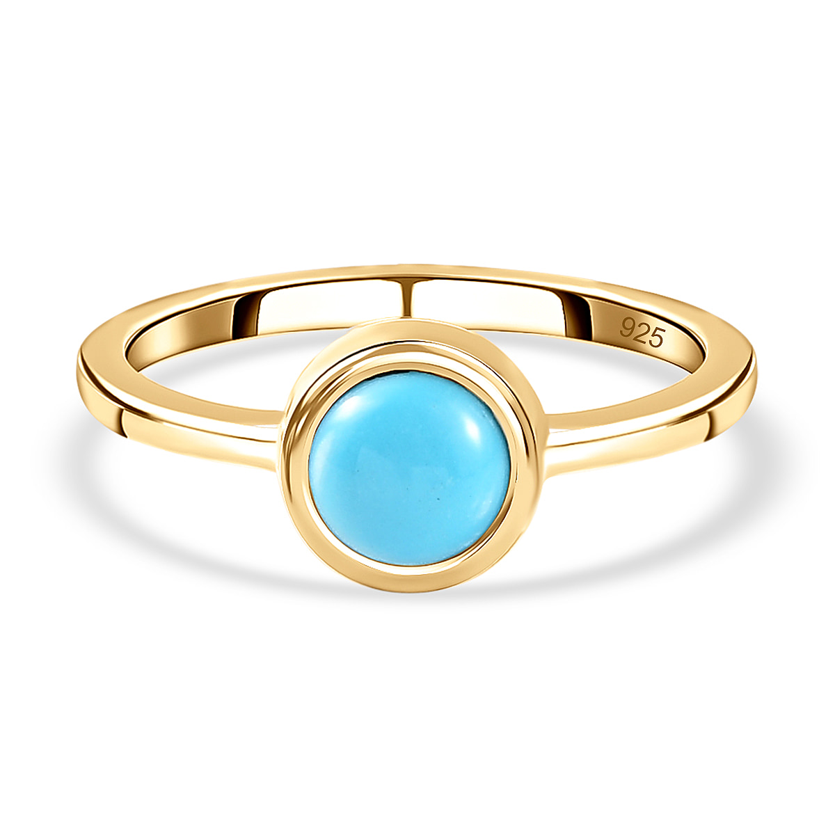 Arizona Sleeping Beauty Turquoise December Birthstone Solitaire Ring in 18K  Yellow Gold Vermeil Overlay Sterling Silver