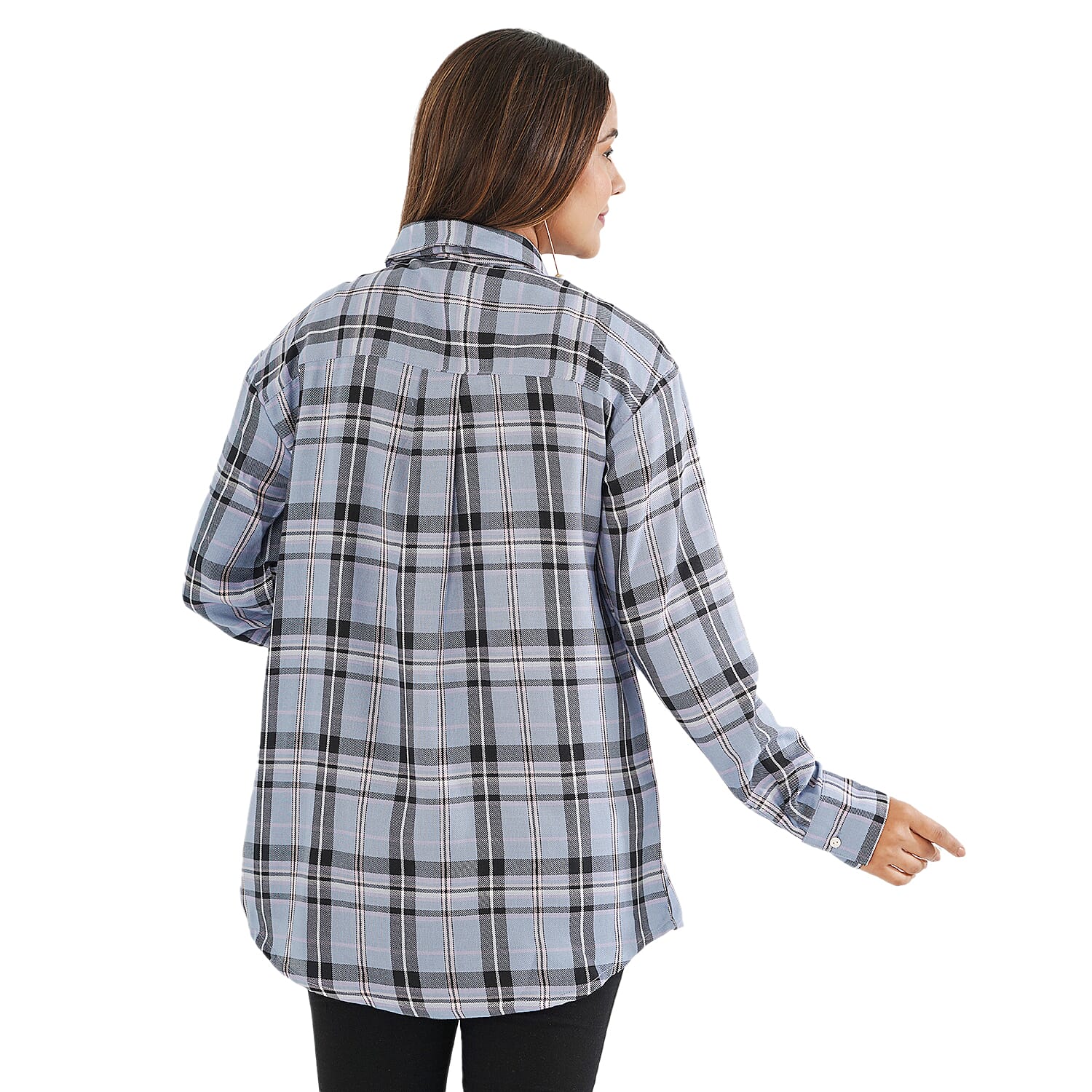 TAMSY VISCOSE Check Shirt - Blue